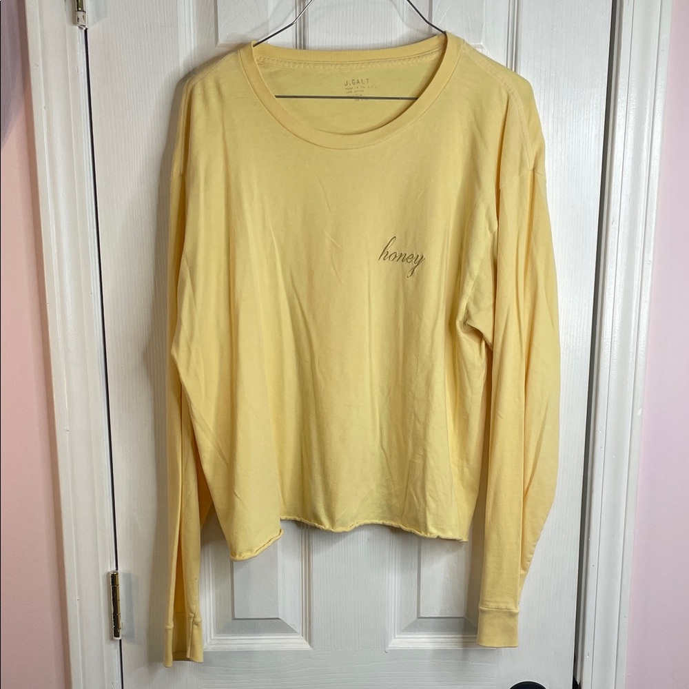 J. Galt Honey Yellow Long Sleeve Cropped Tee OS